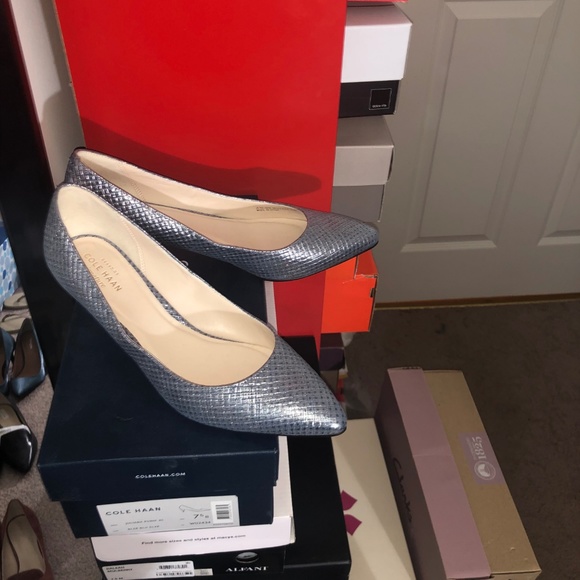 Cole Haan leather pump silver & blue - Picture 4 of 5